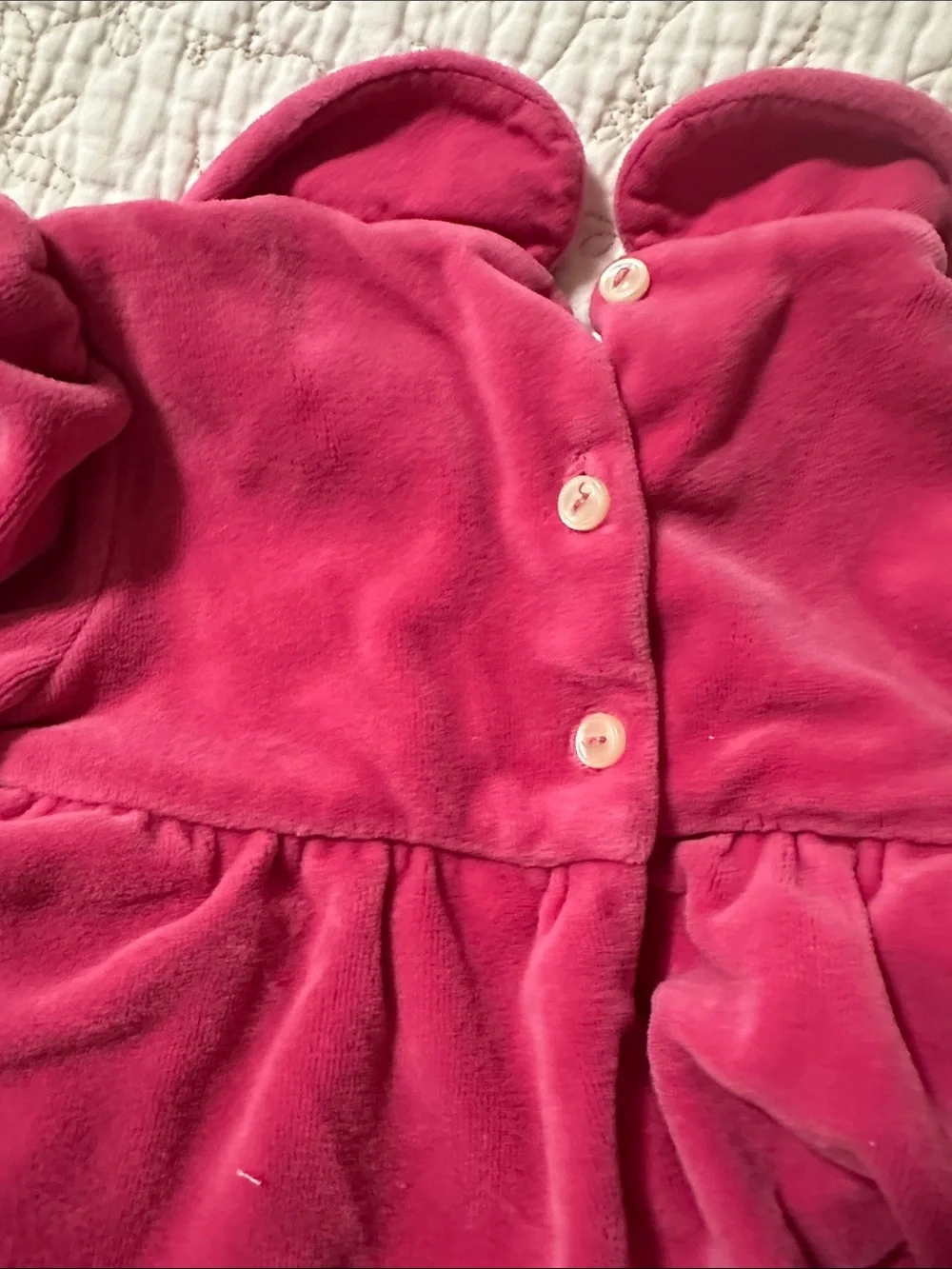 Ralph Lauren Hot Pink Tiered Terry Dress with Peter Pan Collar